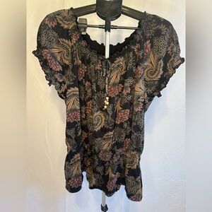 Croft & Barrow Black and Red Floral Blouse
